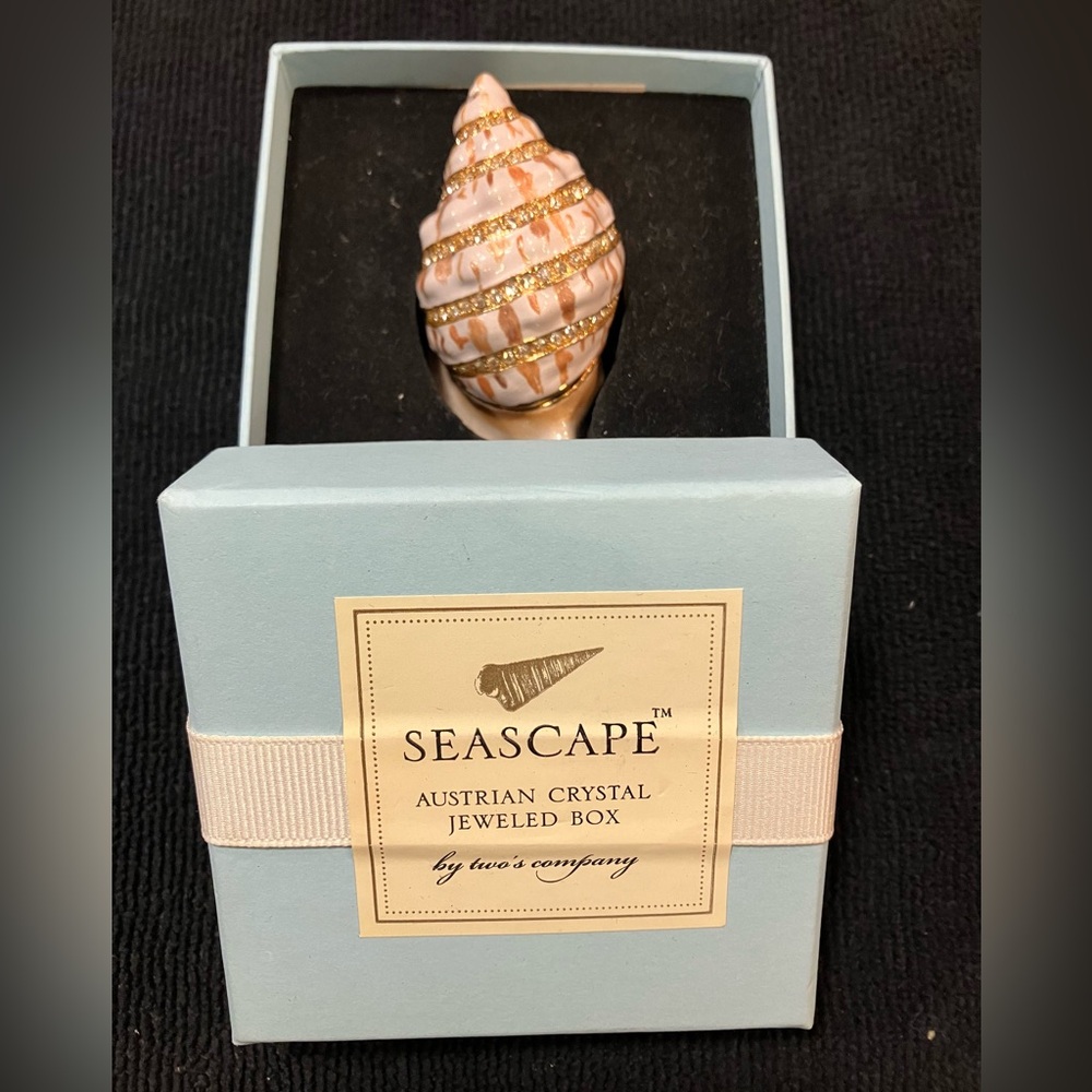 Austrian crystal jeweled shell trinket box.
